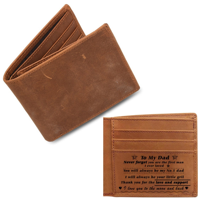 6003 Men Gift Crazy Horse Leather Lettering Laser Mark Wallet(B41)