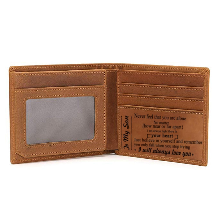 6003 Men Gift Crazy Horse Leather Lettering Laser Mark Wallet(B123)