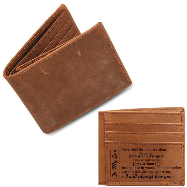 6003 Men Gift Crazy Horse Leather Lettering Laser Mark Wallet(B123)