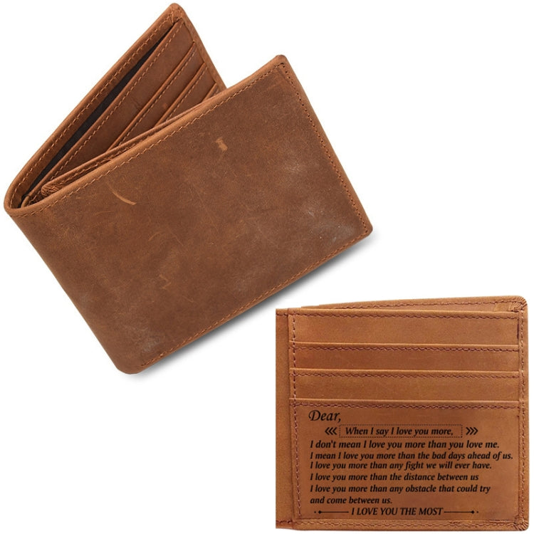 6003 Men Gift Crazy Horse Leather Lettering Laser Mark Wallet(BT3)