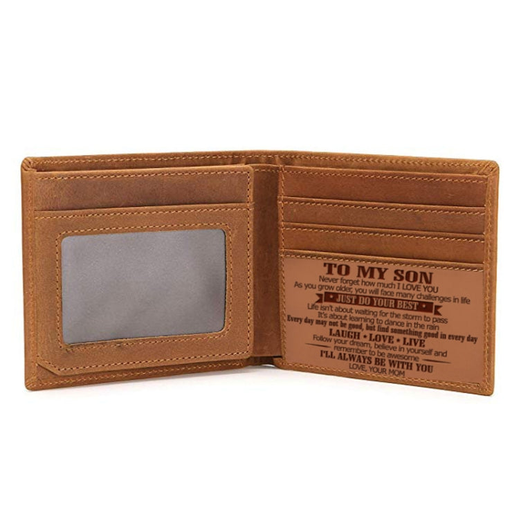 6003 Men Gift Crazy Horse Leather Lettering Laser Mark Wallet(VE2044)