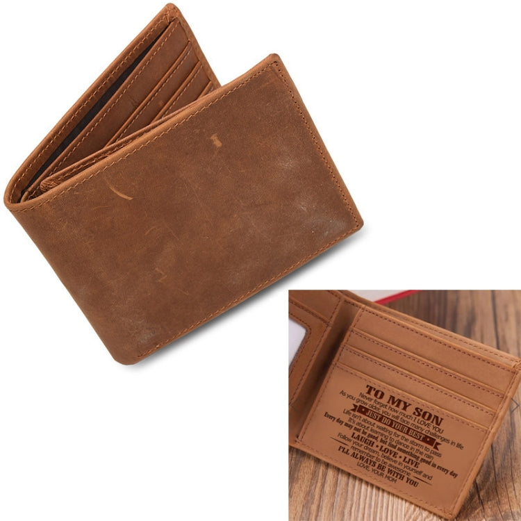 6003 Men Gift Crazy Horse Leather Lettering Laser Mark Wallet(VE2044)