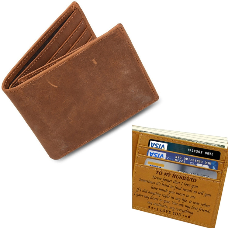 6003 Men Gift Crazy Horse Leather Lettering Laser Mark Wallet(Ve1705)