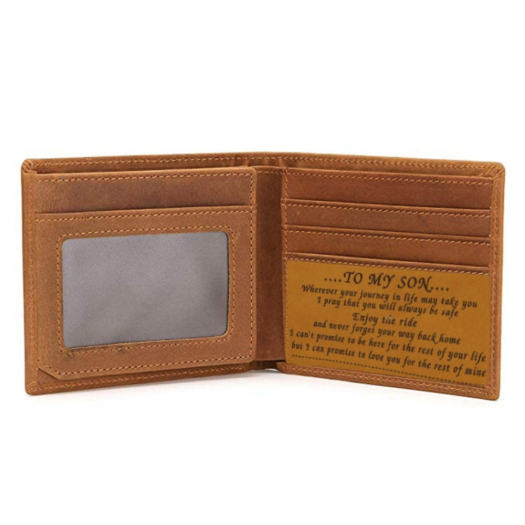 6003 Men Gift Crazy Horse Leather Lettering Laser Mark Wallet(Ve1708)