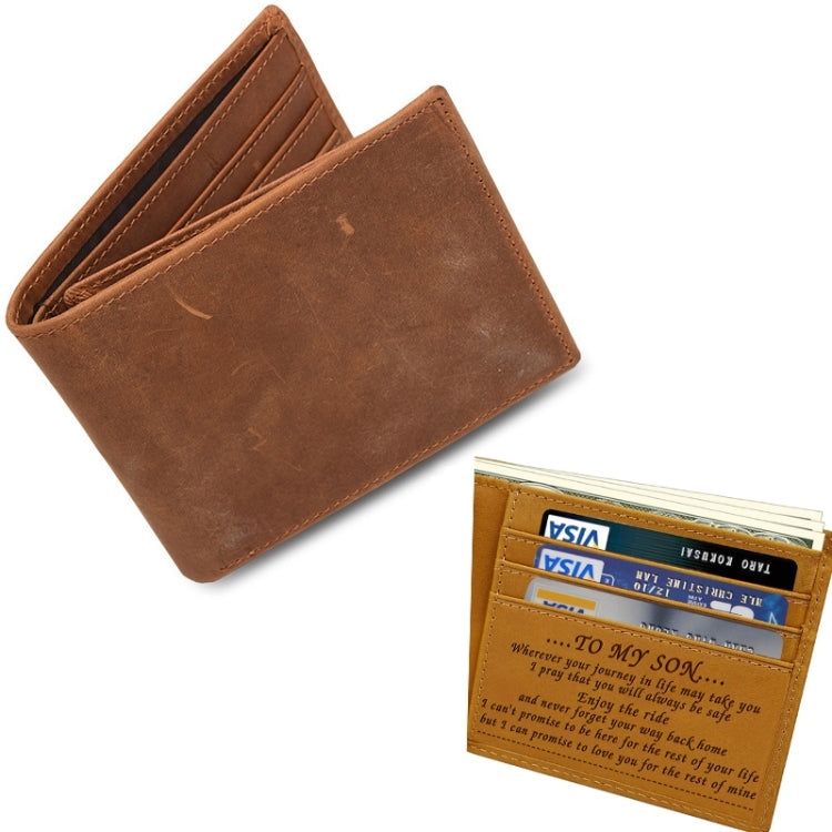 6003 Men Gift Crazy Horse Leather Lettering Laser Mark Wallet(Ve1708)