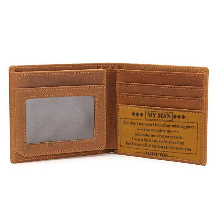 6003 Men Gift Crazy Horse Leather Lettering Laser Mark Wallet(Ve1784)