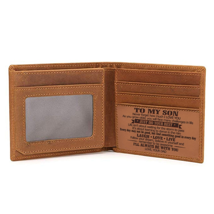 6003 Men Gift Crazy Horse Leather Lettering Laser Mark Wallet(VE1034)