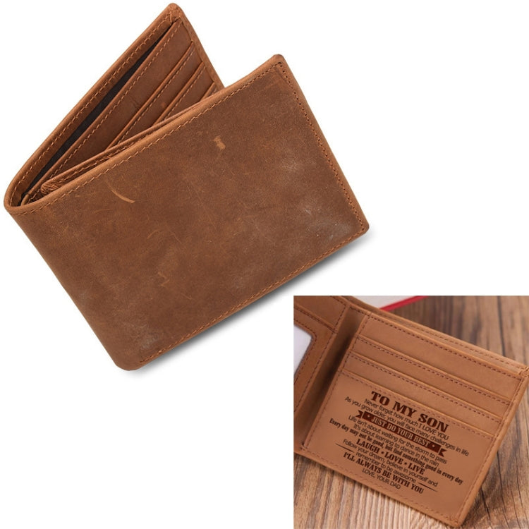 6003 Men Gift Crazy Horse Leather Lettering Laser Mark Wallet(VE1034)