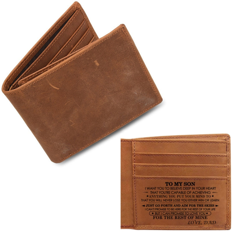 6003 Men Gift Crazy Horse Leather Lettering Laser Mark Wallet(Ve1104)
