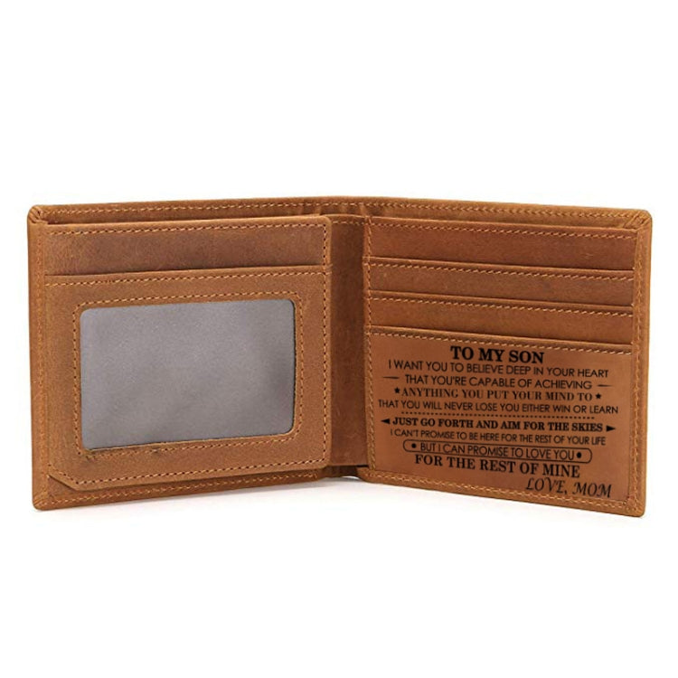 6003 Men Gift Crazy Horse Leather Lettering Laser Mark Wallet(VE2104)