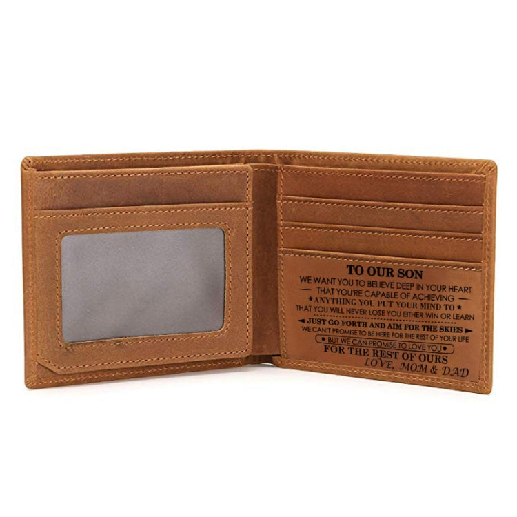 6003 Men Gift Crazy Horse Leather Lettering Laser Mark Wallet(VE12104)