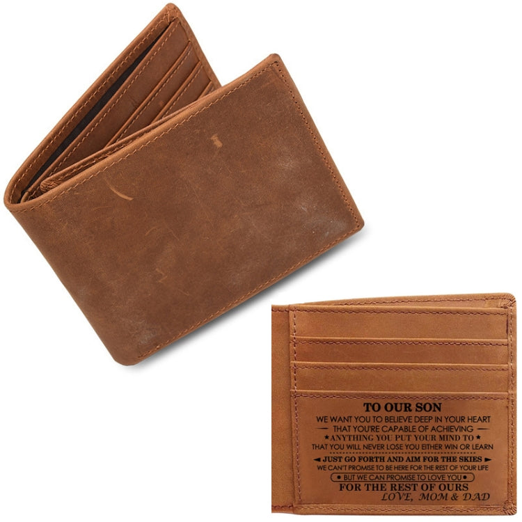 6003 Men Gift Crazy Horse Leather Lettering Laser Mark Wallet(VE12104)