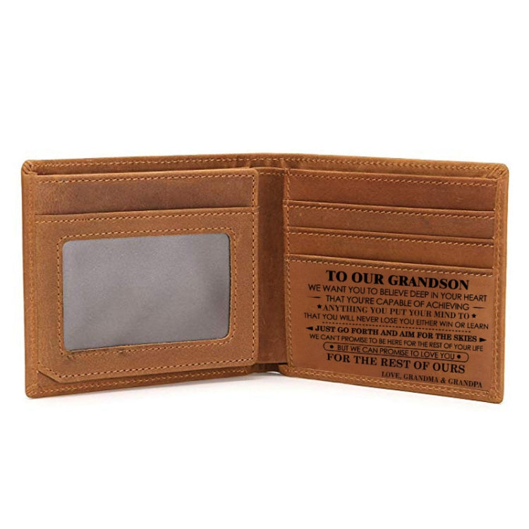 6003 Men Gift Crazy Horse Leather Lettering Laser Mark Wallet(Ve77104)