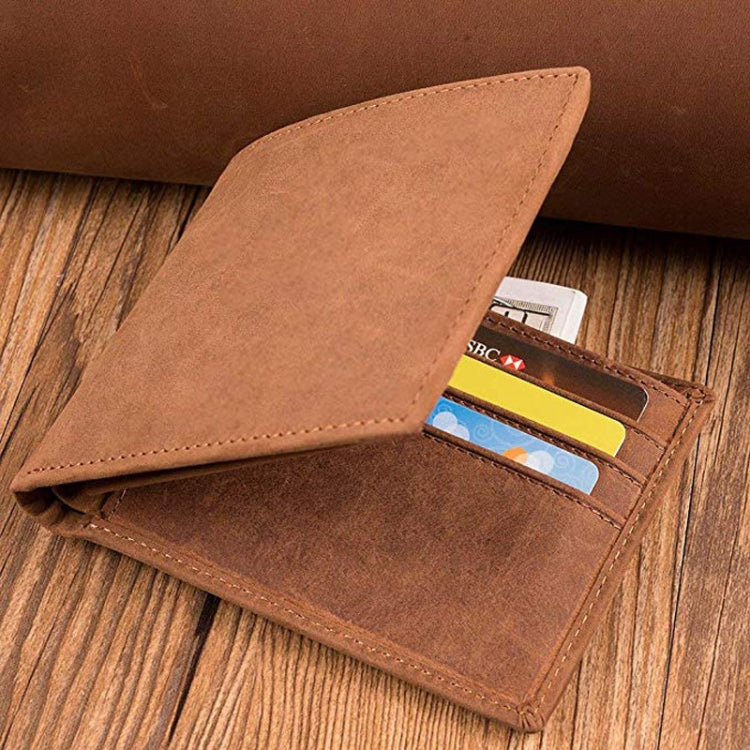 6003 Men Gift Crazy Horse Leather Lettering Laser Mark Wallet(BT2)