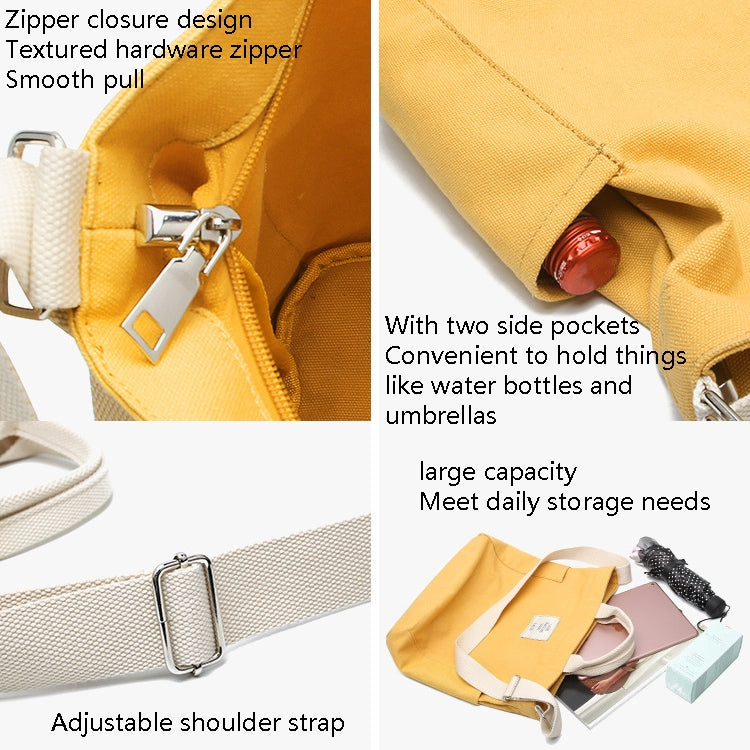 Shoulder Messenger Bag Women Handle Canvas Bag(Yellow)