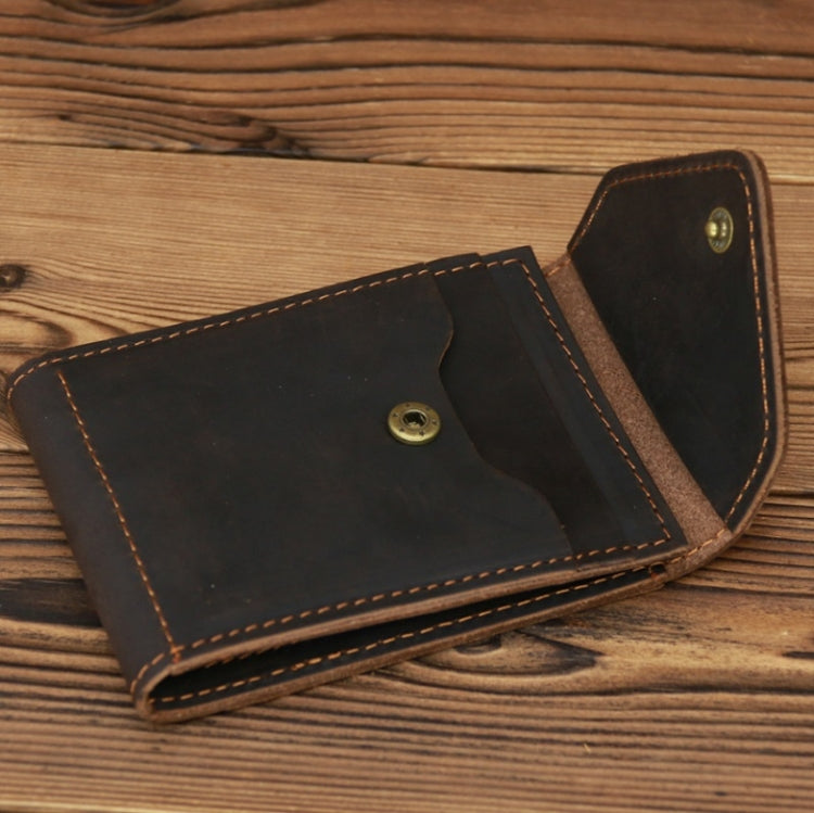 1071 Men Crazy Horse Leather Driver License Storage Wallet(Dark Brown)