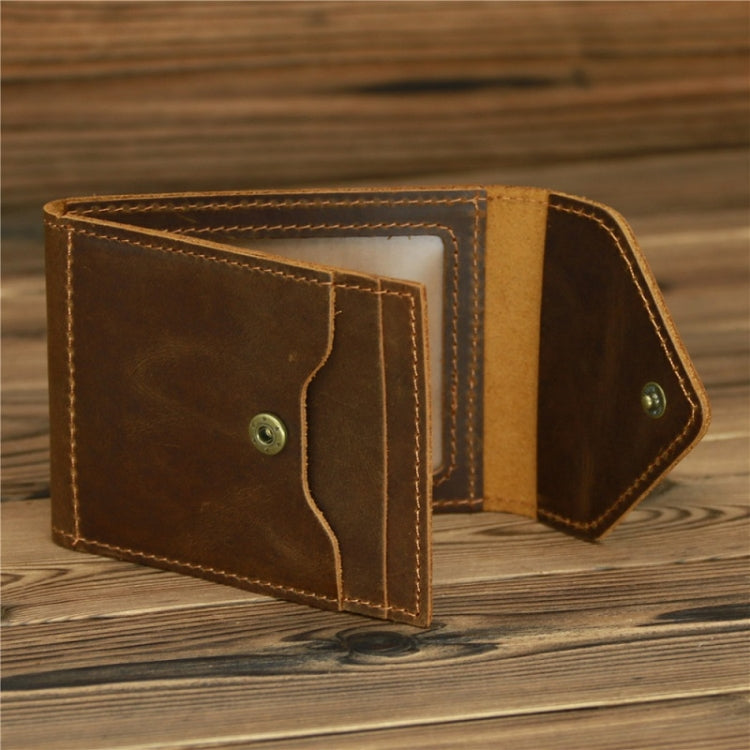 1071 Men Crazy Horse Leather Driver License Storage Wallet(Yellow Brown)