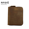 9039 RFID Antimagnetic Leather Zipper Wallet(Vertical 3)