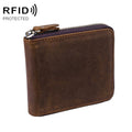 9039 RFID Antimagnetic Leather Zipper Wallet(Horizontal 3)