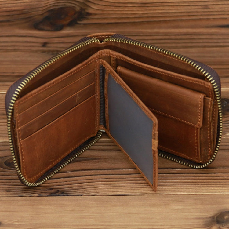 9039 RFID Antimagnetic Leather Zipper Wallet(Vertical 3)