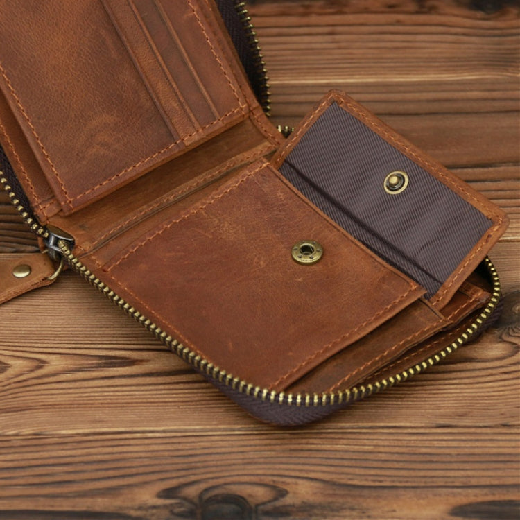 9039 RFID Antimagnetic Leather Zipper Wallet(Horizontal 3)