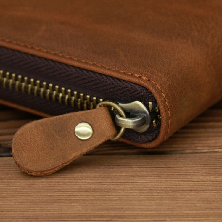 9039 RFID Antimagnetic Leather Zipper Wallet(Vertical 3)
