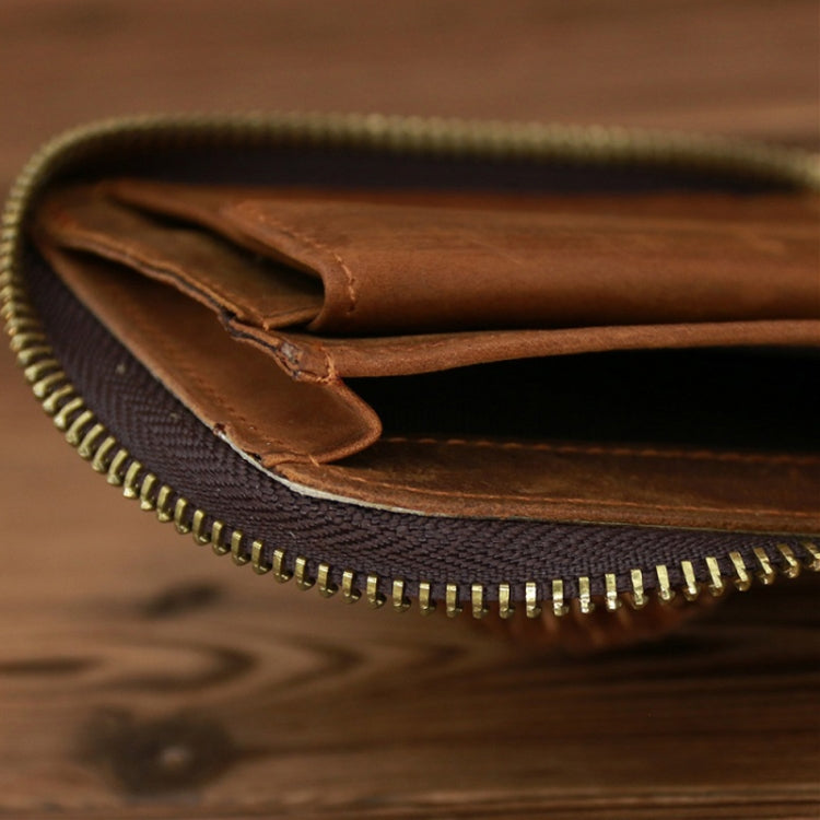 9039 RFID Antimagnetic Leather Zipper Wallet(Vertical 3)