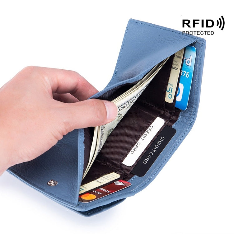 CL-2753 Leather RFID Short Coin Purse Wallet(Wine Red)