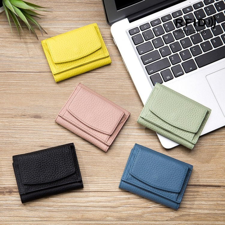 CL-2753 Leather RFID Short Coin Purse Wallet(Wine Red)