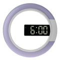 LED Mirror Hollow Wall Clock 7-color Switch Electronic Digital Display Wall Clock(White)