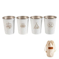 4 PCS / Set Outdoor Picnic Stainless Steel Cup With Storage Bag (White)