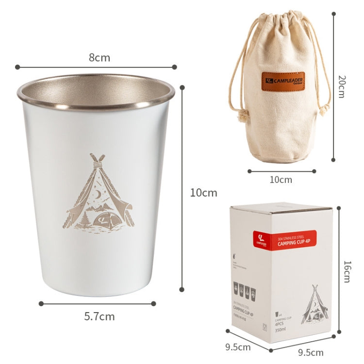 4 PCS / Set Outdoor Picnic Stainless Steel Cup With Storage Bag (Black)
