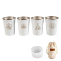 4 PCS / Set Outdoor Picnic Stainless Steel Cup With Storage Bag+Silicone Holder (White)