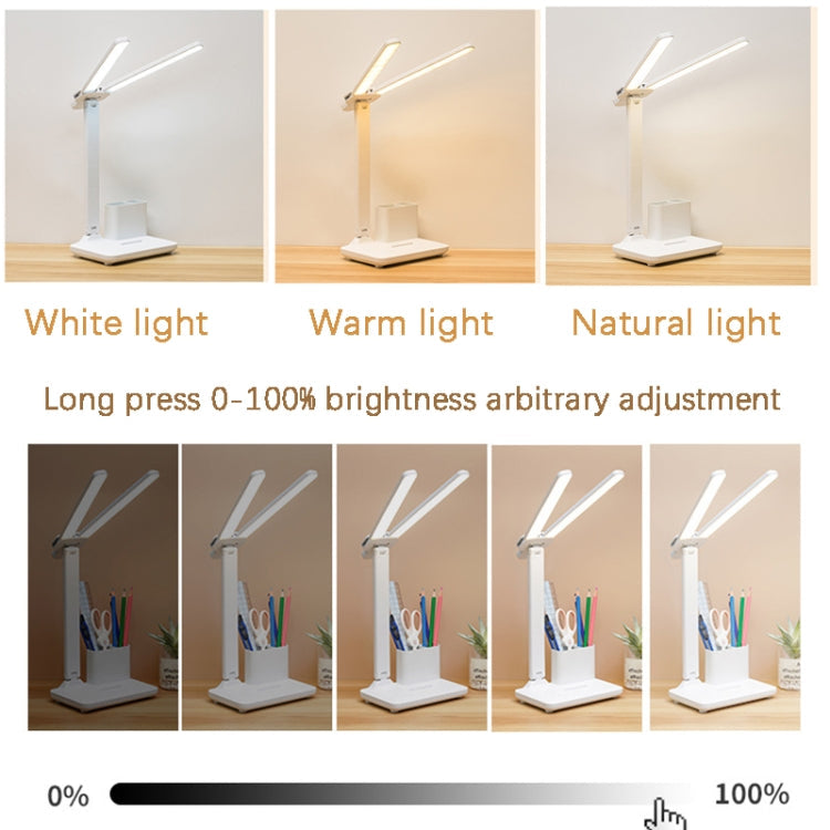 Double Head Lighting LED Charging Desk Lamp,Style: Rechargeable  4000mAh+Cable