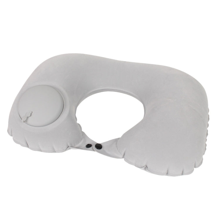 Travel Inflatable Press U-Shaped Neck Guard Pillow, Colour: Flocked U009-03（Light Gray）