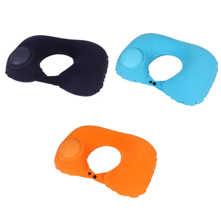 Travel Inflatable Press U-Shaped Neck Guard Pillow, Colour: Flocked U009-05（Dark Blue）