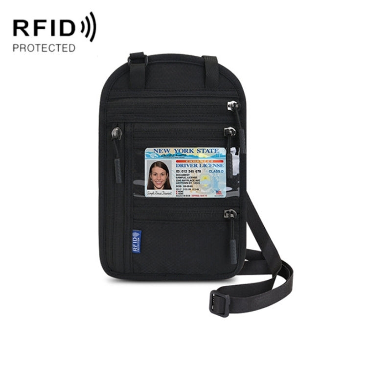 RFID Multi-Function Halter Passport Bag Certificate Protection Cover(Black)