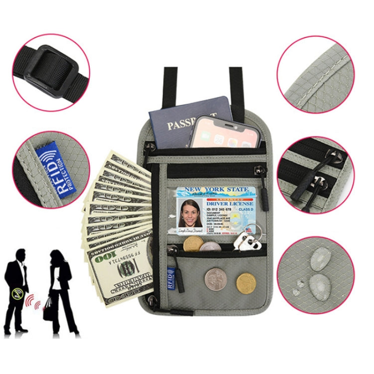 RFID Multi-Function Halter Passport Bag Certificate Protection Cover(Black)