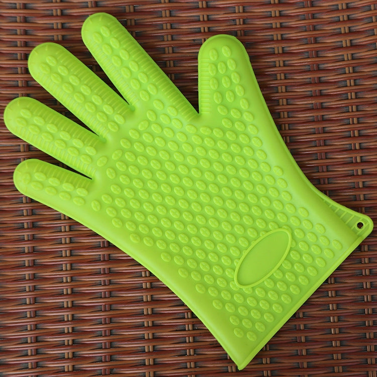 2 PCS Silicone Insulation Baking Oven Microwave Dish Clip Gloves, Colour: Green