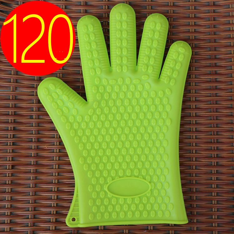 2 PCS Silicone Insulation Baking Oven Microwave Dish Clip Gloves, Colour: Green