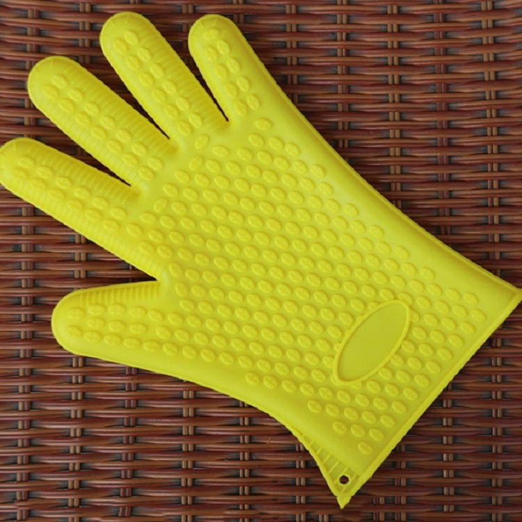 2 PCS Silicone Insulation Baking Oven Microwave Dish Clip Gloves, Colour: Yellow