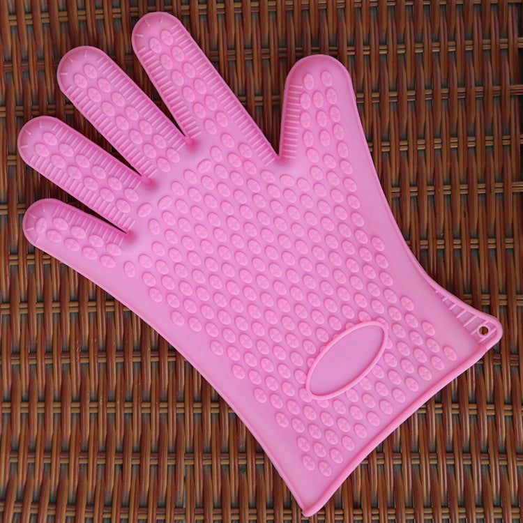 2 PCS Silicone Insulation Baking Oven Microwave Dish Clip Gloves, Colour: Pink