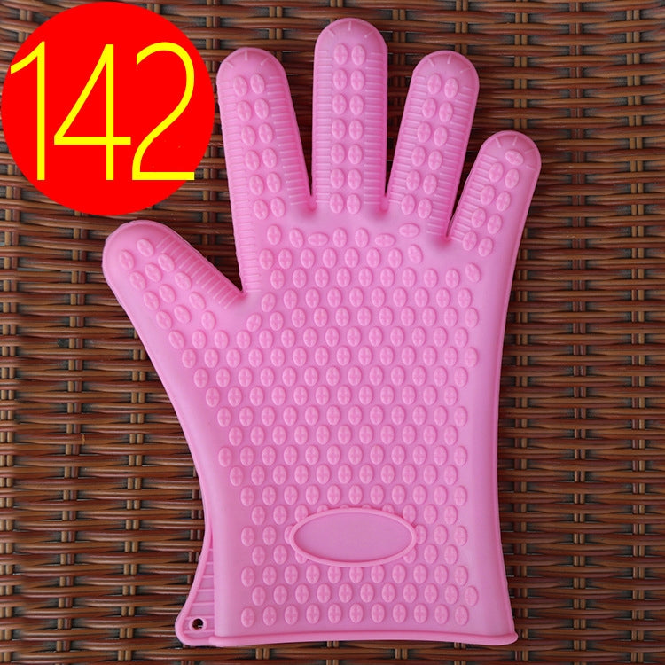 2 PCS Silicone Insulation Baking Oven Microwave Dish Clip Gloves, Colour: Pink