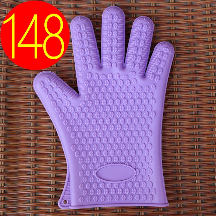 2 PCS Silicone Insulation Baking Oven Microwave Dish Clip Gloves, Colour: Purple