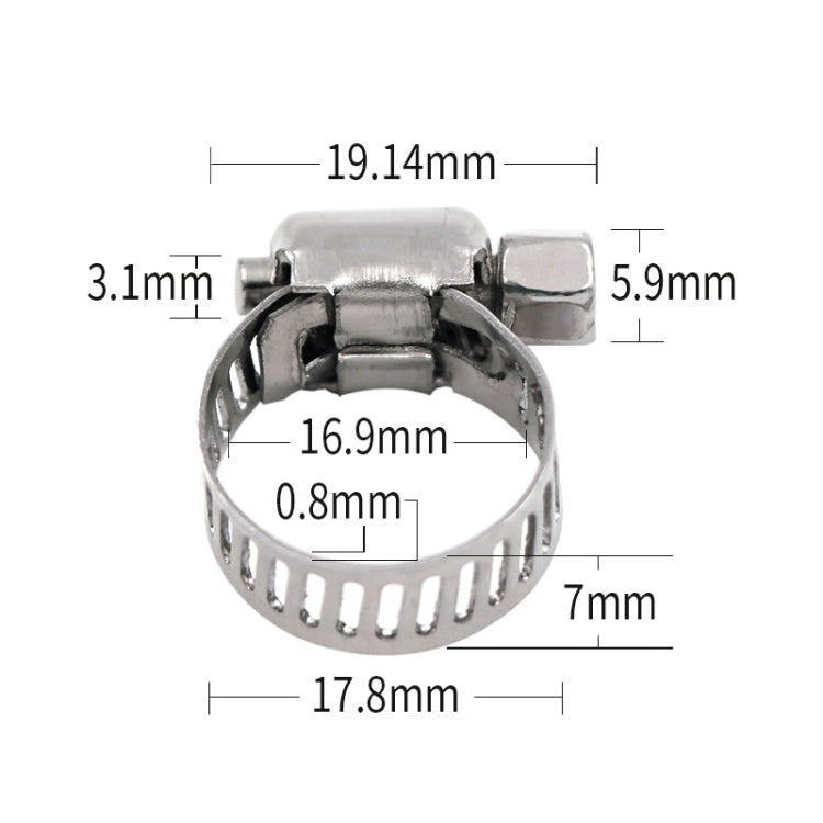 10pcs Stainless Steel Water Pipe Hose Clamp(Silver)