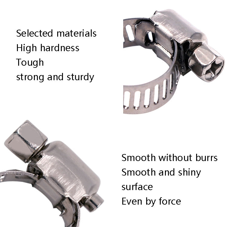 10pcs Stainless Steel Water Pipe Hose Clamp(Silver)