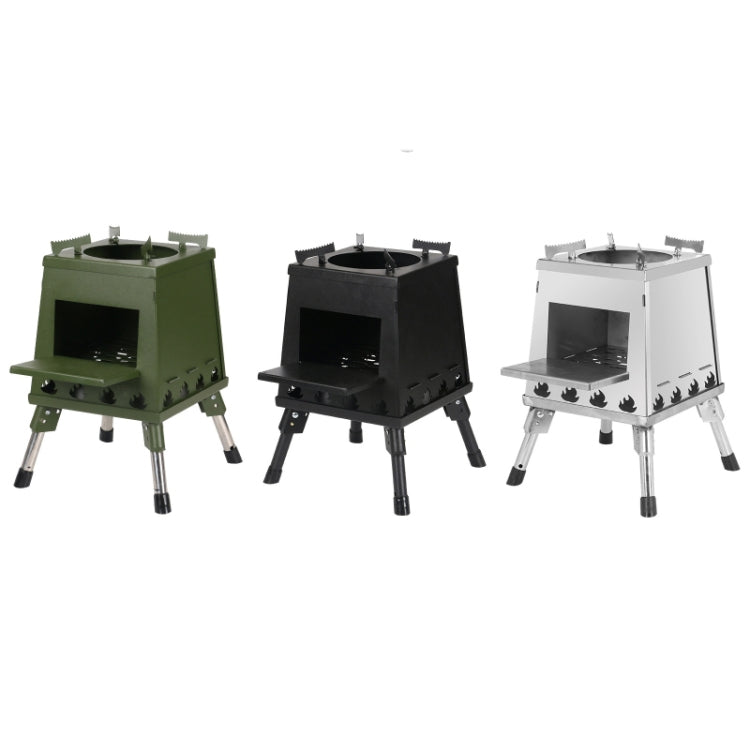 Outdoor Camping Folding Portable Barbecue Wood Stove, Size: Small (Stainless Steel)