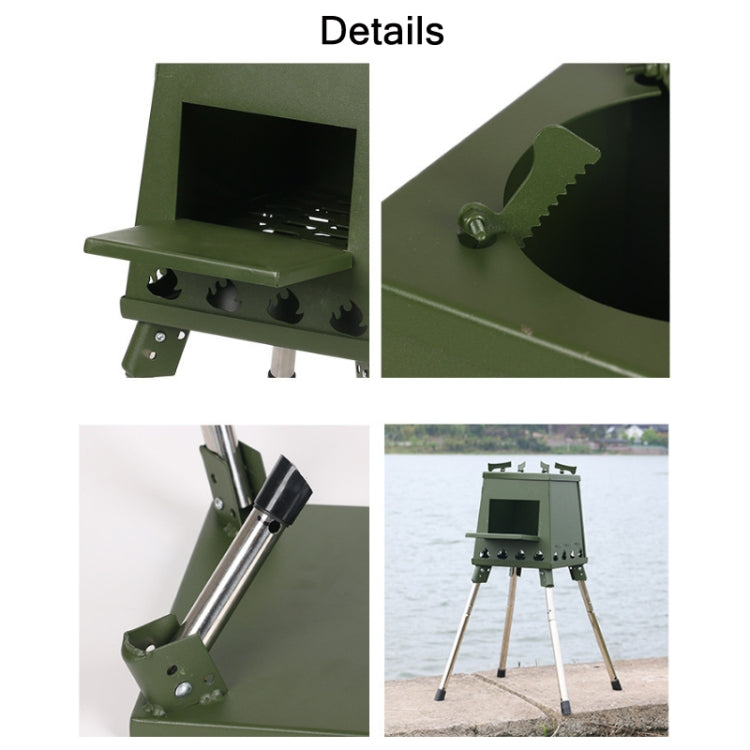 Outdoor Camping Folding Portable Barbecue Wood Stove, Size: Small (Stainless Steel)