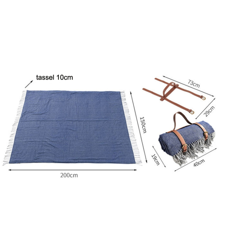 FWP Waterproof Thick Tassel Picnic Mat, Size: 200x150cm(Navy Blue)