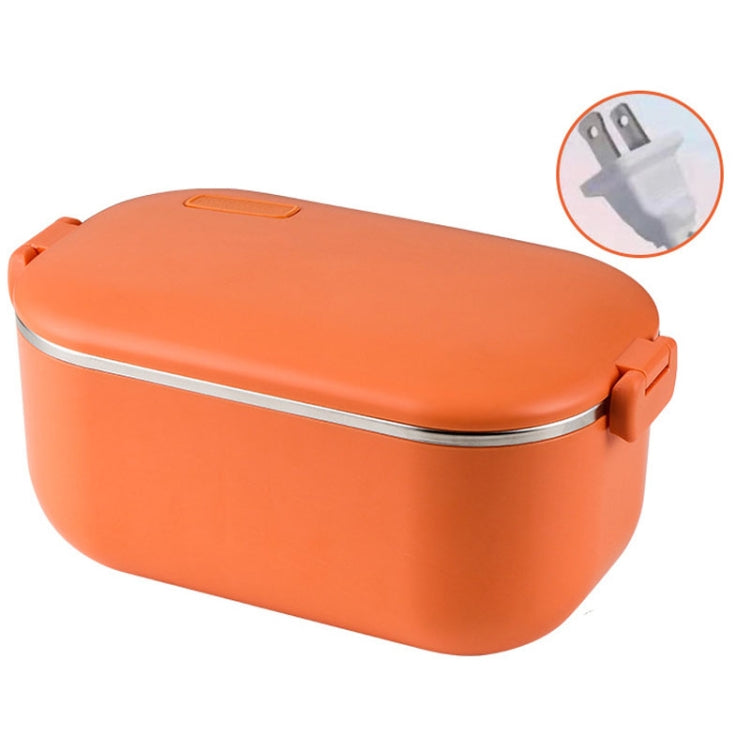 48W 1L  304 Stainless Steel Heating Lunch Box Can Be Plugged In US Plug(Orange)